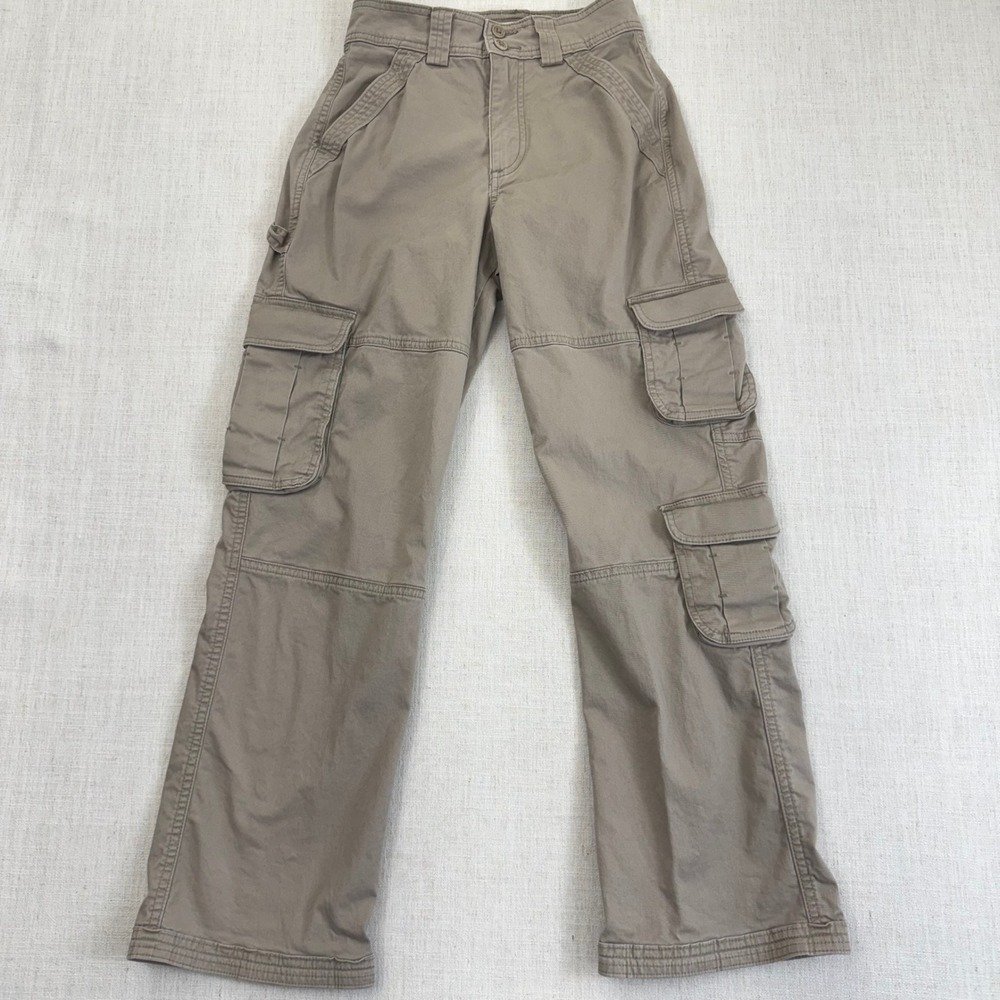 Abercrombie & Fitch Curve Love Cargo Pants Tan High Rise Wide Leg 23 000s